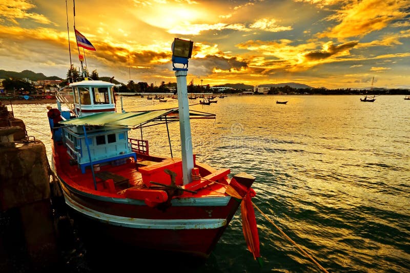 Small fisherman boats in the sea