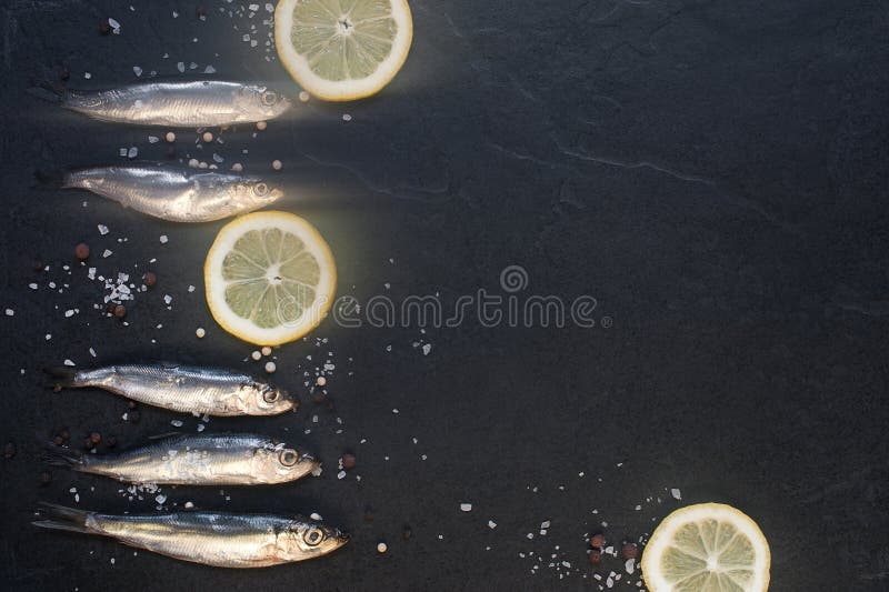 Small Fishes with Lemon on the Table Stock Image Image of ingredient