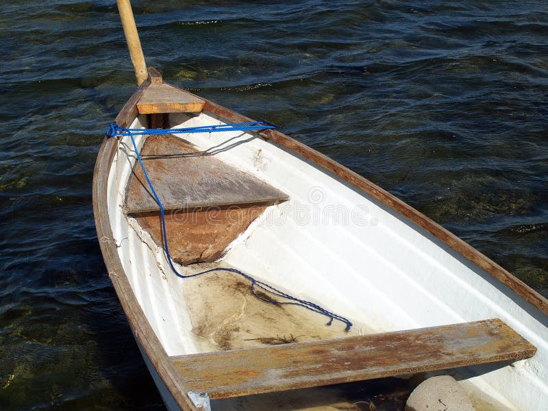 Small Fishing Boat Dory Rowboat On Water Stock Photo 