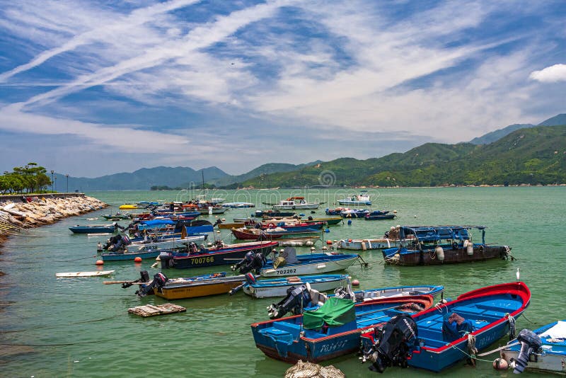 small fishing boats in Hong Kong Peng Chau Island