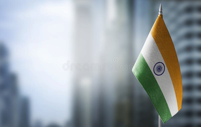 A Small Flag of India on the Background of a Blurred Background Stock Photo  - Image of service, tourism: 214841446