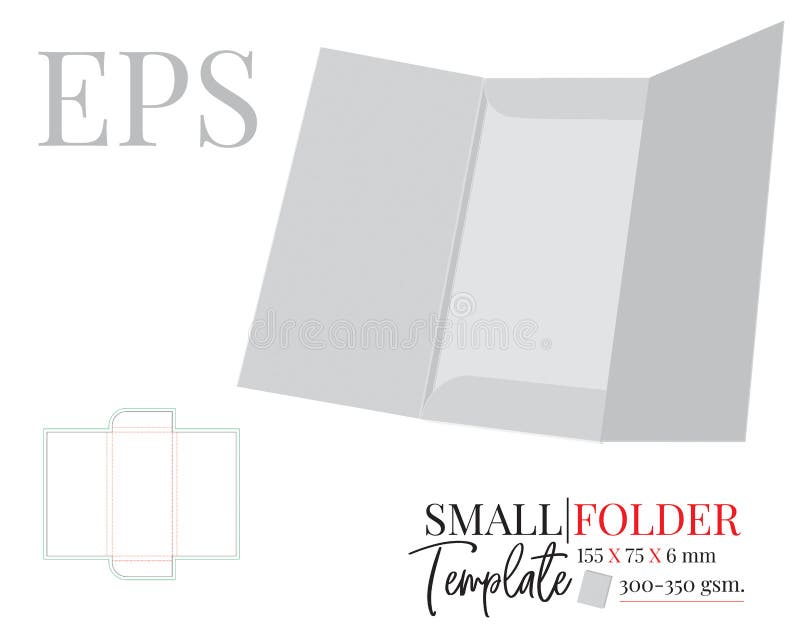 Folder Template. Vector with die cut / laser cut layers. two side document folder. White, clear, blank, isolated open Document royalty free illustration