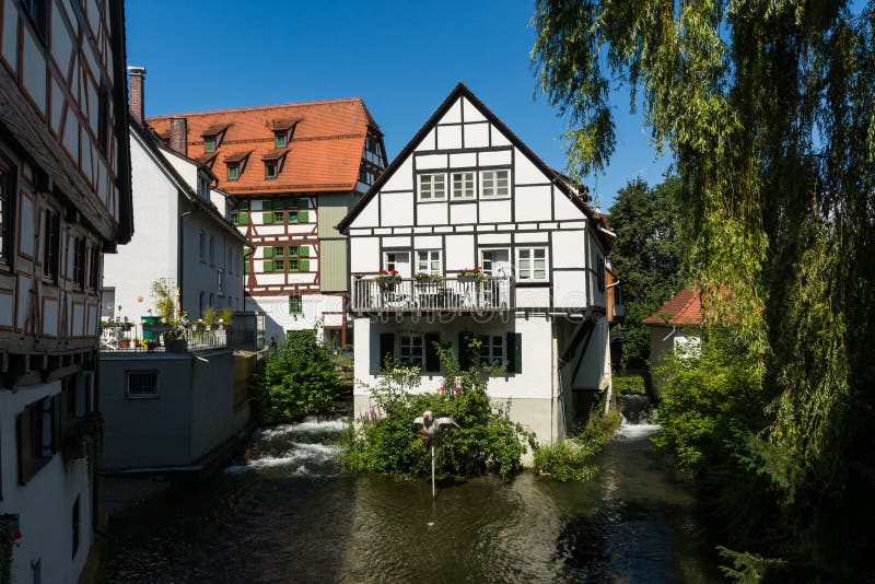 Small German Cottage Balcony On River In Ulm Stock Photo Image of