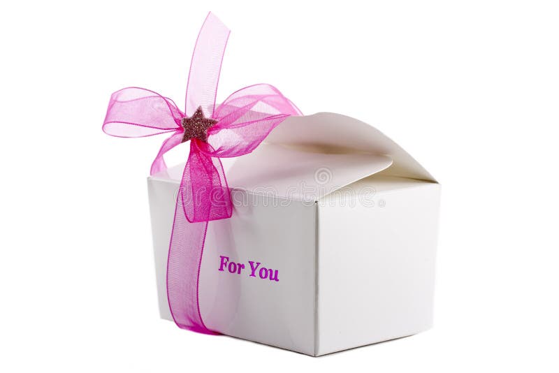 Small Gift Box with Pink Bow Isolated Stock Image Image of chocolate