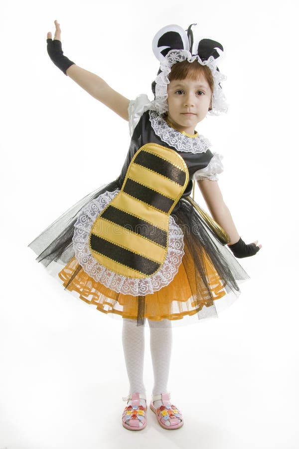 Small girl is bee costume