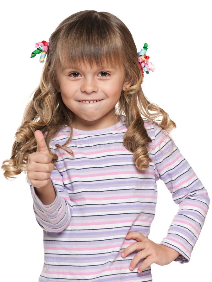 Small Girl with Her Thumb Up Stock Photo Image of little, gesture