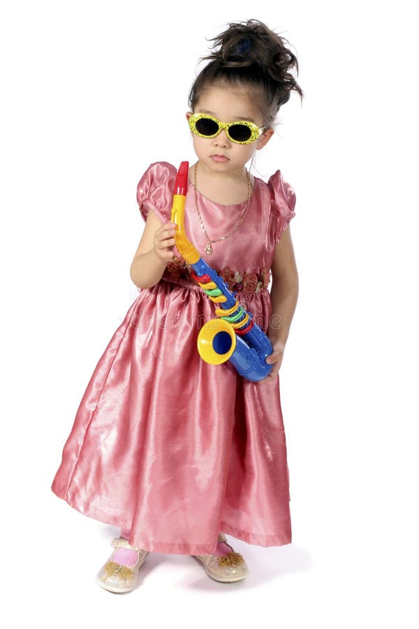 Small girl with saxophone