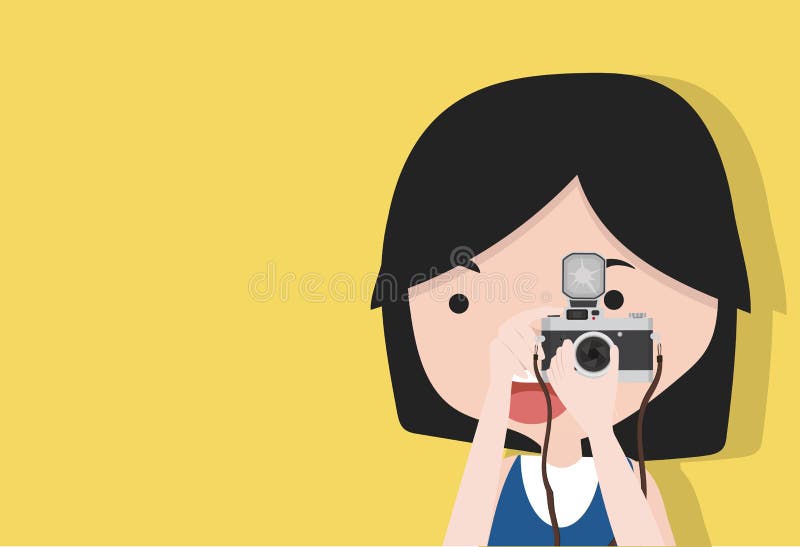 Small girl is taking photo stock vector. Illustration of analogical ...
