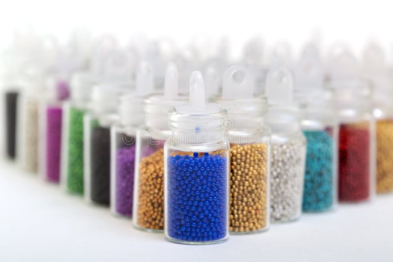 Small Glass Jars Filled With Balls Of Bead Stock Photos Image 35268563