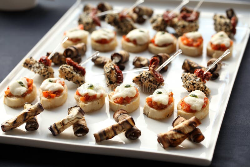 Small Gourmet Snacks on a Plate Stock Image Image of canape, mini