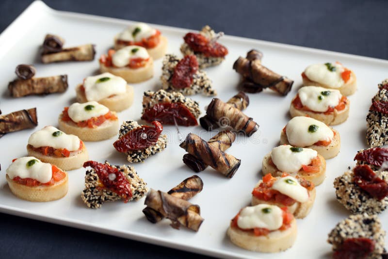 Small Gourmet Snacks on a Plate Stock Photo Image of cooking