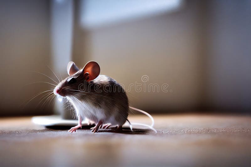 Small gray mouse and rat garbage on dirty floor royalty free illustration