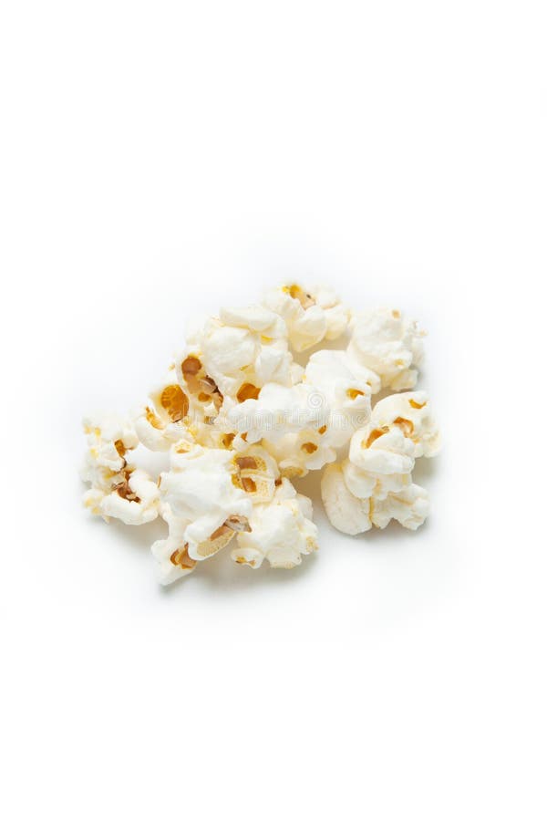 A small handful of popcorn isolated on white background stock photos A small handful of popcorn isolated on white background stock photos
