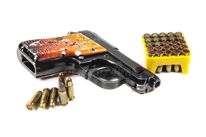 Small Handgun Isolated on Dark Table Stock Image Image of loaded