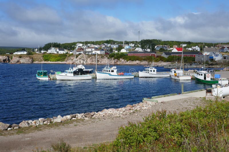 The Small Harbor at Village of Neils Harbour at Nova Scotia Coastline Stock Image Image of