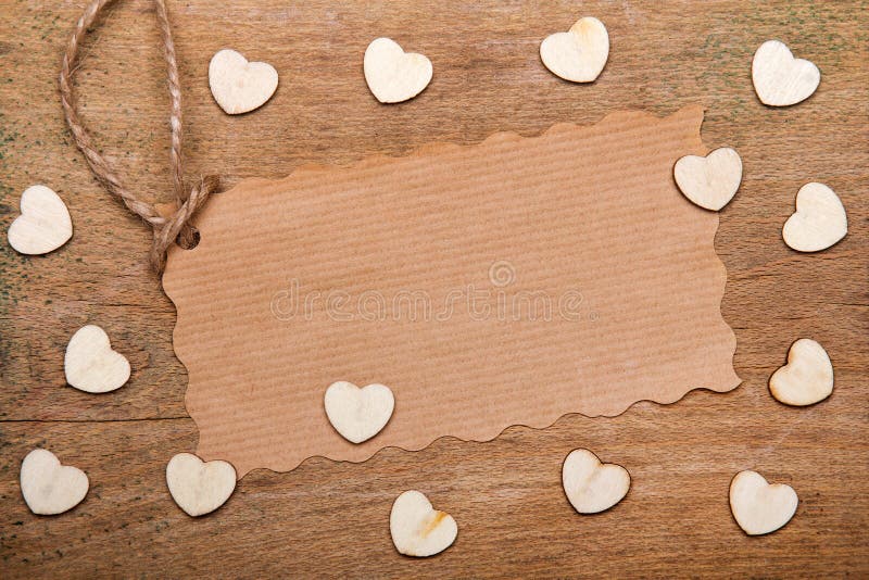 Small Hearts and Blank Paper Card on Wooden Background. Stock Image - Image  of beautiful, mothers: 109747215