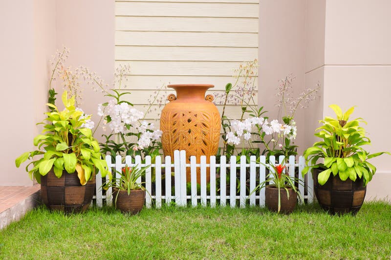 Small house fence. small home garden stock image