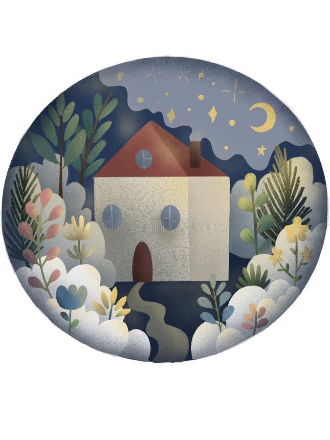 Small house in the forest stock illustration. Illustration of drawing ...