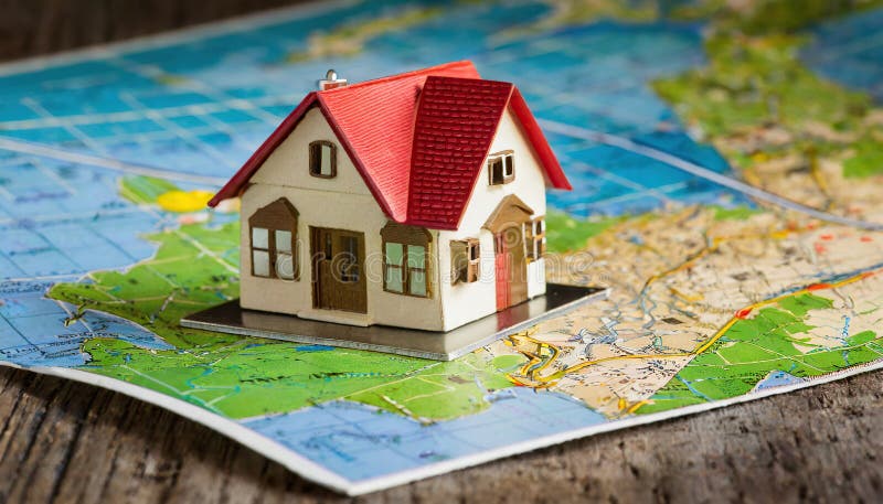 Small house on the map stock illustration. Illustration of cityscape ...