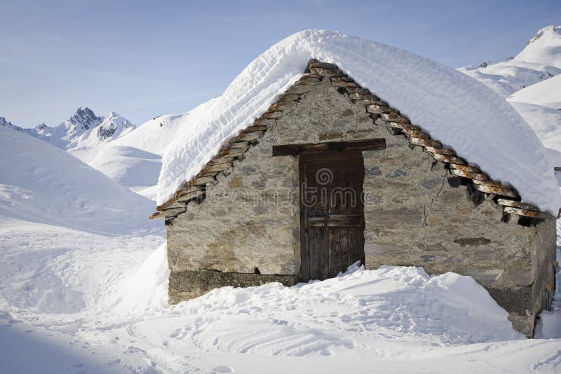 Small house in the snow stock photo. Image of frozen 22849732