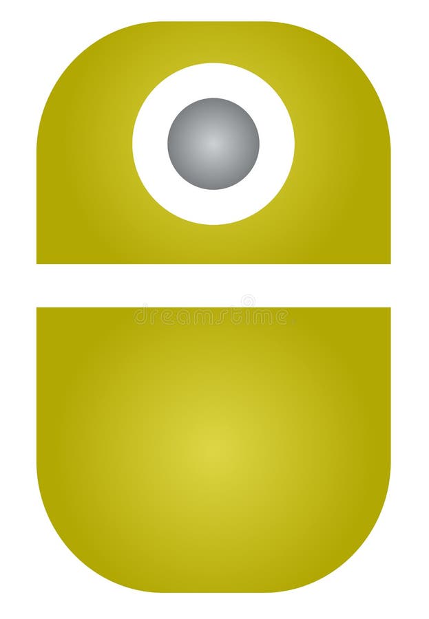 The drawing of a yellow computer mouse, a small hardware input device used by hand. Illustration, vector or cartoon. vector illustration