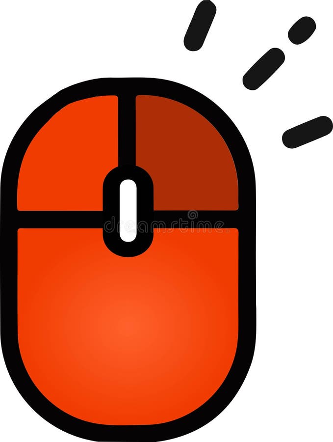 The Drawing of a Rightclicked Orange Computer Mouse, a Hardware Input