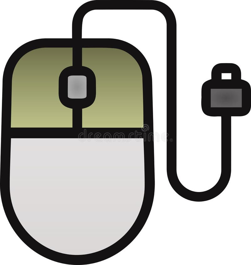 The Drawing of a Clicked Yellow Computer Mouse, a Small Hardware Input