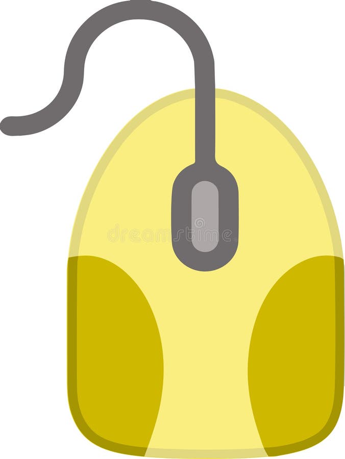 The drawing of a yellow computer mouse, a small hardware input device used by hand. Illustration, vector or cartoon. vector illustration