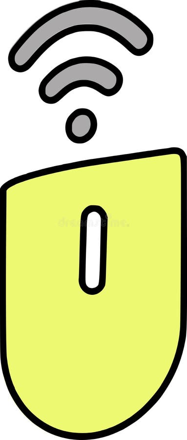 The drawing of a yellow computer mouse, a small hardware input device used by hand. Illustration, vector or cartoon. vector illustration