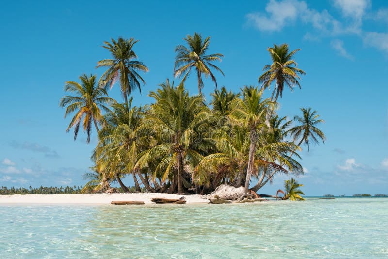 Small Island , Beach and Palm Trees - San Blas Islands, Panama