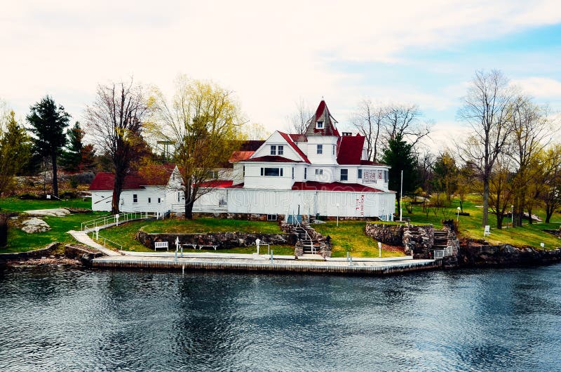 A Small Island in Saint Lawrence River Stock Photo Image of house
