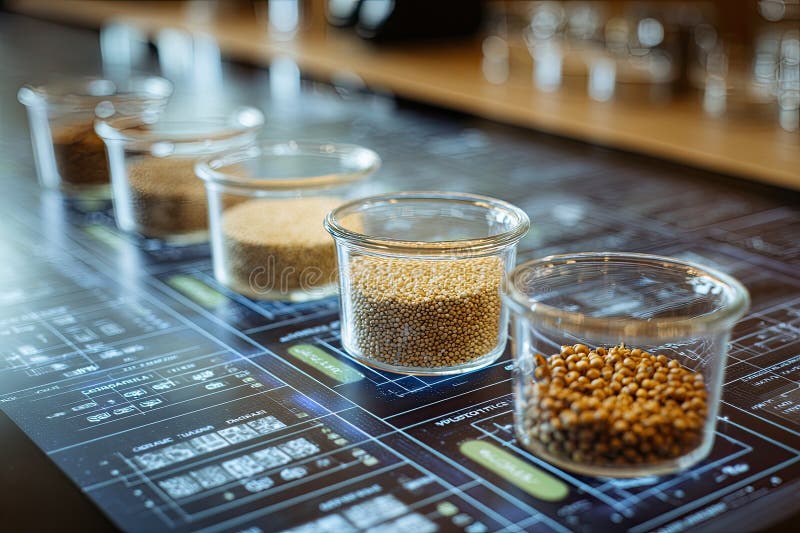 Grain Samples on Digital Research Interface for Food Science vector illustration