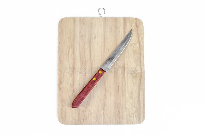 Knife and Chopping Board Isolated White Background Stock Image Image