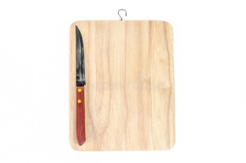 Knife and Chopping Board Isolated White Background Stock Image Image