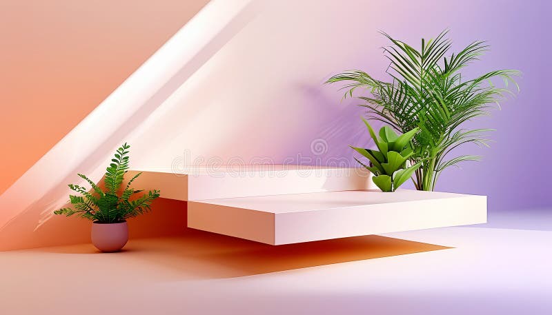 A Plant in a Pot on a White Table Stock Illustration - Illustration of ...