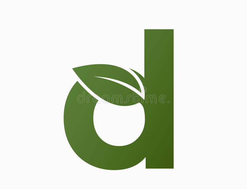 Small letter d with leaf. eco logo symbol. nature and environment design element royalty free illustration