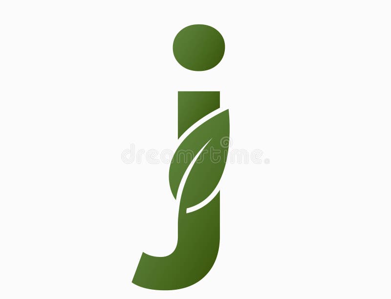 Small letter j with leaf. creative alphabet eco logotype. nature and environment design element royalty free illustration