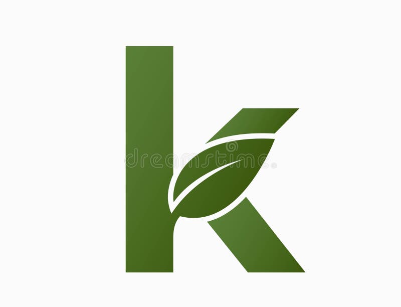 Small letter k with leaf. eco alphabet logotype. nature and environment design element vector illustration