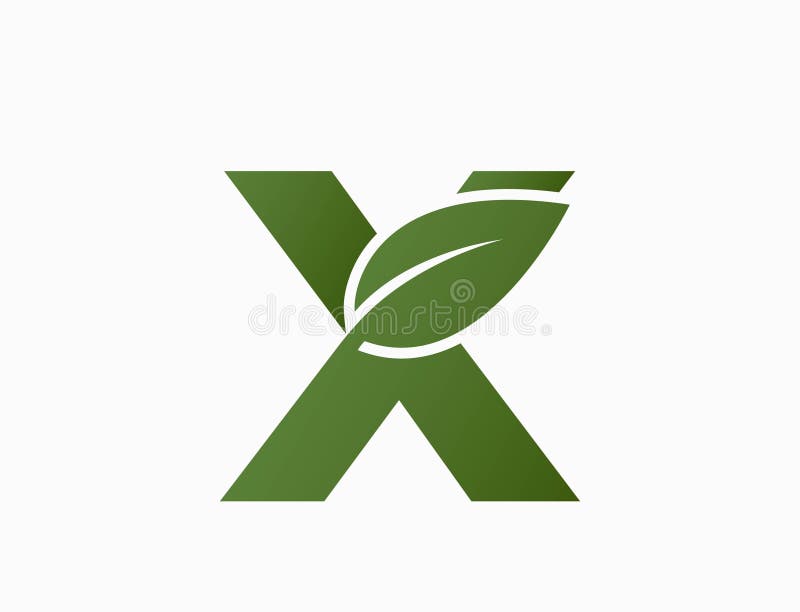 Small letter x with leaf. eco alphabet logotype. nature and environment design element. isolated vector image stock illustration