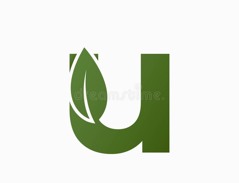 Small letter u with leaf. creative eco logo. nature and environment design element. isolated vector image stock illustration