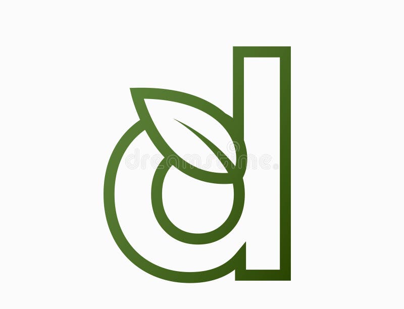 Small line letter d with leaf. eco logo symbol. eco friendly, ecology and environment symbol vector illustration