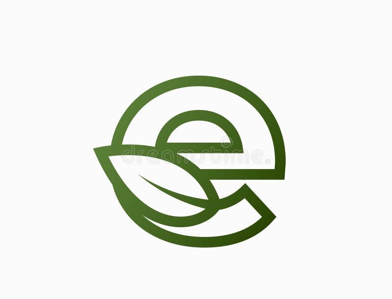 Small line letter e with leaf. creative eco logo. eco friendly, ecology and environment symbol vector illustration