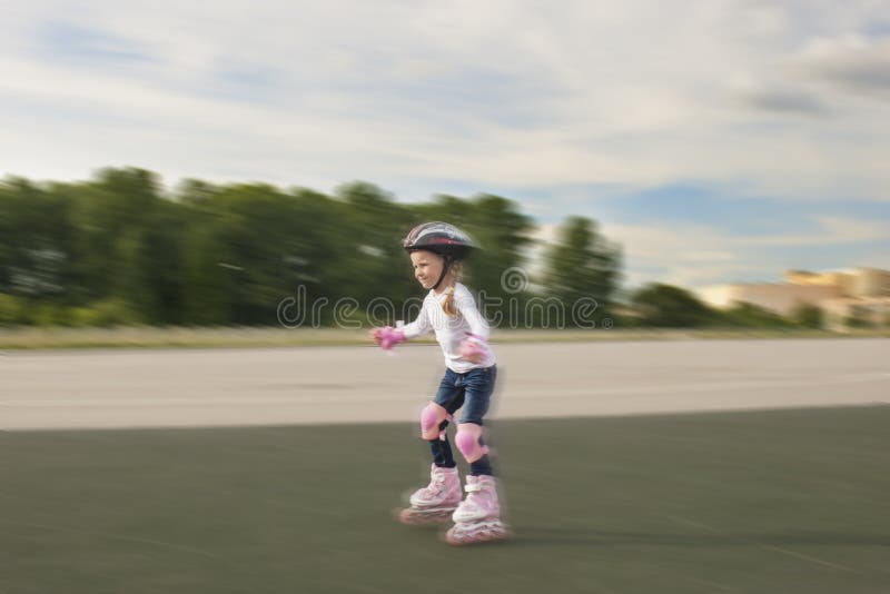Small Little Caucasian Girl Skating Stock Photo Image of european