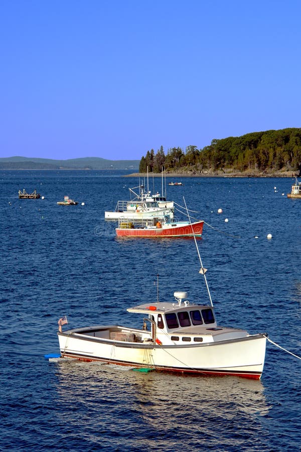 Download Small Lobster Fishing Boat In Maine Coast Bay Stock Image ...