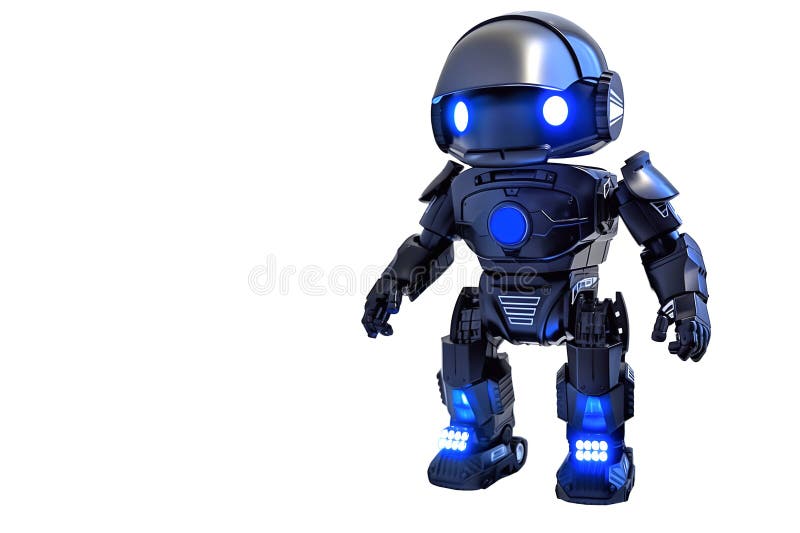 Small metal robot cyber police vector illustration