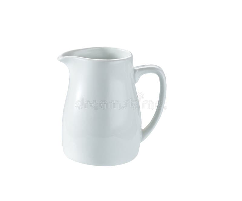 Small Milk Jar or Creamer Isolated on White Background Stock Photo