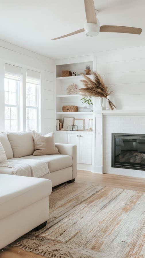 A Small Modern Kitchen Featuring a Low Ceiling Fan with Elegant Design ...