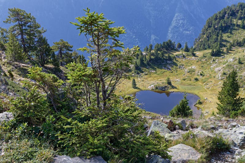 Small mountain pond in Belledonne mountain range royalty free stock photography