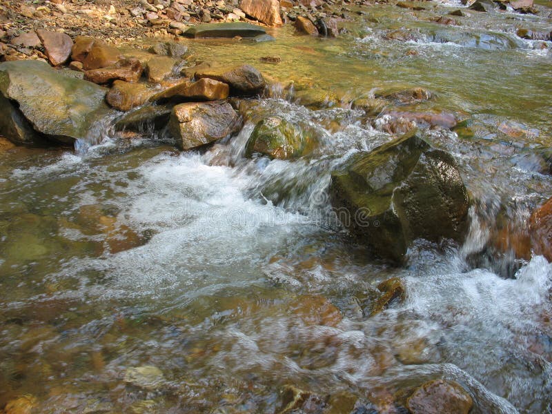 Small mountain river flow royalty free stock photography