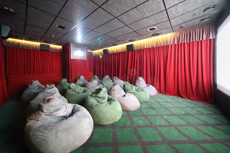 Small Movie Theater With Comfortable Green Unusual Seats Stock Image ...